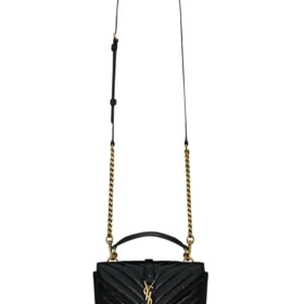 Saint Laurent College mini chain bag in shiny crackled leather