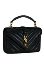 Saint Laurent College mini chain bag in shiny crackled leather – Bild 6