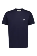 Ami Paris Night Blue Cotton T-Shirt