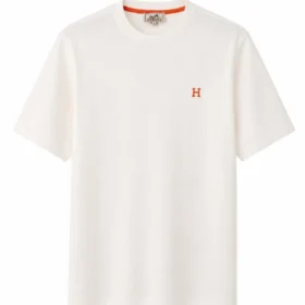 Hermes White Signature Cotton T-Shirt