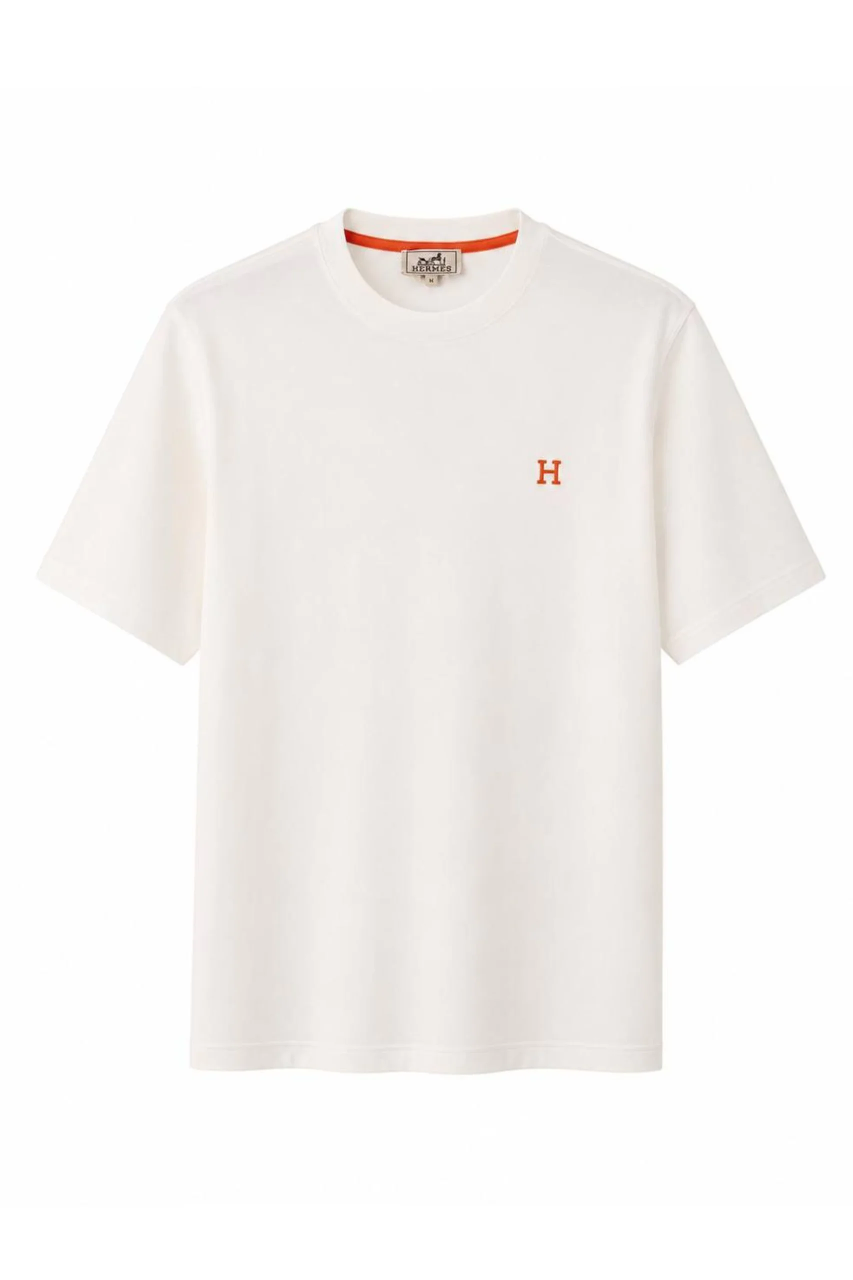 1 Hermes White Signature Cotton T-Shirt - Image 1