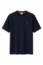 Hermes Navy Blue Signature Cotton T-Shirt