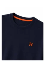 Hermes Navy Blue Signature Cotton T-Shirt - Image 3