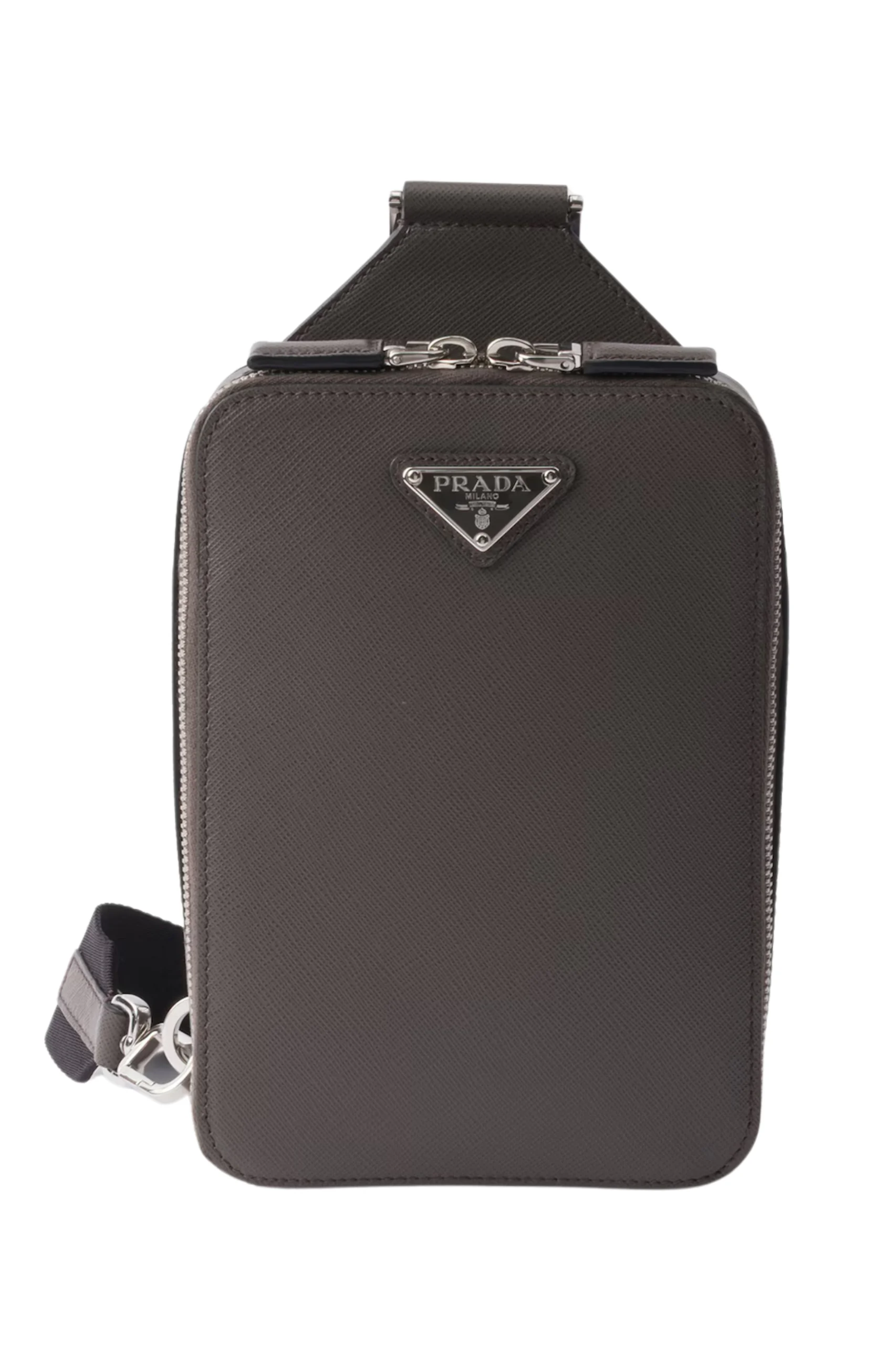 (XXX) 2VZ106_9Z2_F0170_V_OOO_1 Prada Brique Tasche aus Saffiano-Leder in Rauchgrau – Bild 1