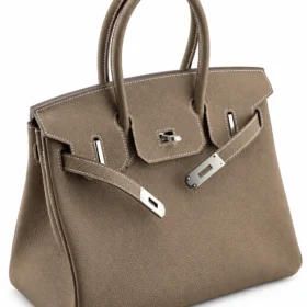 Hermès Birkin 30 Étoupe Togo palladiumfarbene Hardware – Vorderansicht