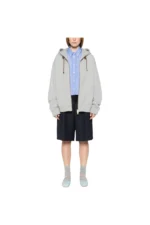 Graues Miu Miu Sweatshirt mit Kapuze und Reißverschluss – Gesamtansicht