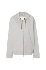 Graues Miu Miu Sweatshirt mit Kapuze und Reißverschluss – Vorderansicht